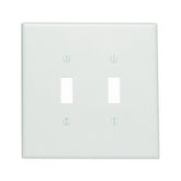 Leviton 88109 Wallplate, 5-1/4 in L, 5.31 in W, 2 -Gang, Thermoset Plastic, White, Smooth